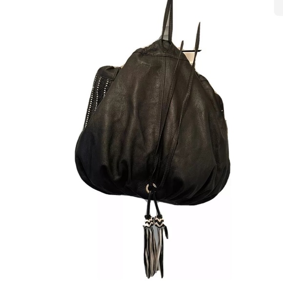 Zara Braided Black Drawstring Large Hobo Bag - Picture 5 of 6